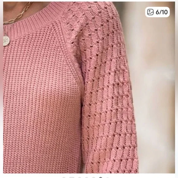 Cupshe NWT M Dusty Pink Sweater HONEY COMB SLEEVES SOFT COMFY CUTE Dress - Picture 3 of 6